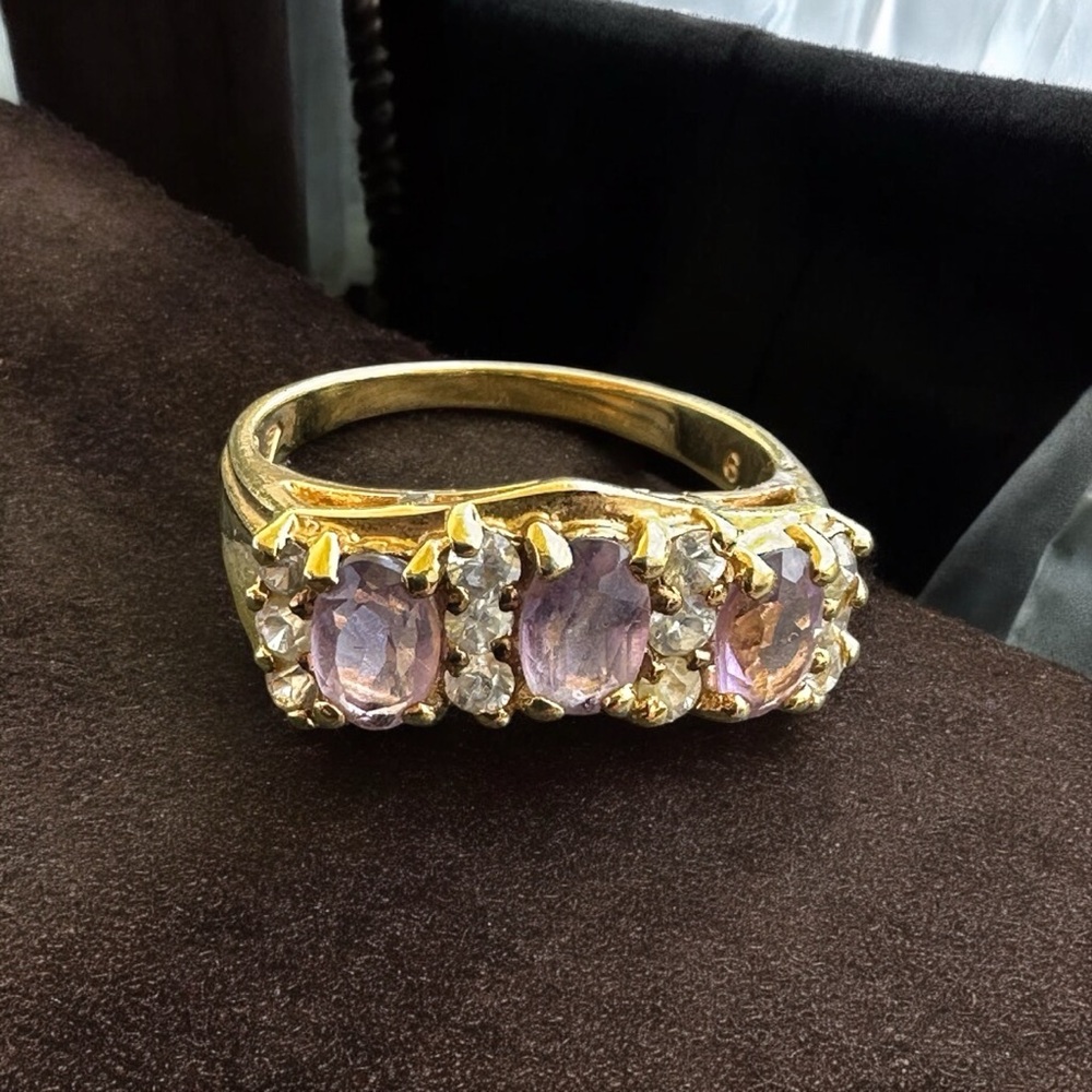 Vintage Vermeil Pink Amethyst Ring - Size 9